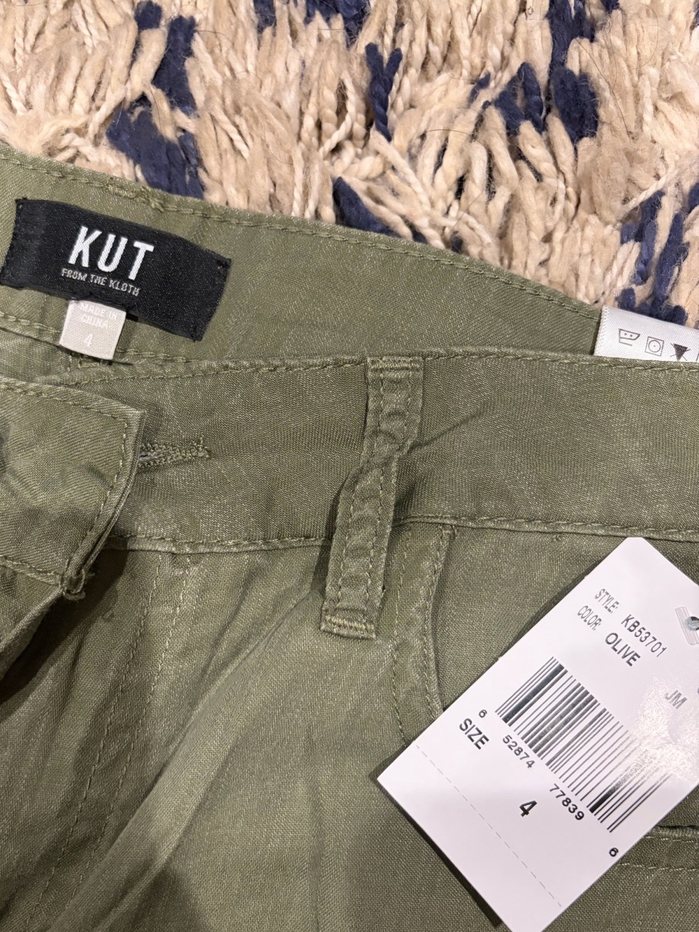 NWT ✨ Kut From The Kloth - SIENNA HIGH RISE WIDE LEG Utility PANT Olive Green -4 - Picture 6 of 10